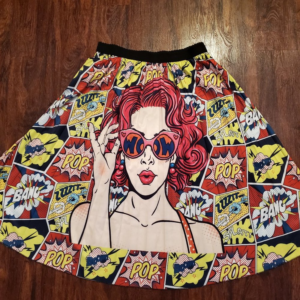 Shein Comic Book Pop Art Pleated Skirt